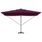 Preview: Freischwingender Roma Sonnenschirm mit LEDs Bordeaux Rot 352x251x265 cm Aluminium