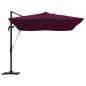Preview: Freischwingender Roma Sonnenschirm mit LEDs Bordeaux Rot 352x251x265 cm Aluminium