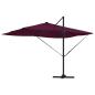 Preview: Freischwingender Roma Sonnenschirm mit LEDs Bordeaux Rot 352x251x265 cm Aluminium