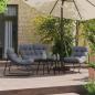 Preview: Outdoor Sitzset Dunkelgrau Metallrahmen mit Stoffkissen Mittel