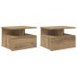 Preview: ARDEBO.de - Schwebende Nachttische 2 Stück Artisan Eiche 40x31x27 cm Werkstoff Holz