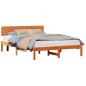 Preview: Bettgestell mit Kopfteil Wachsbrown 140x200 cm Massivholz Kiefer