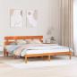 Preview: ARDEBO.de - Bettgestell mit Kopfteil Wachsbrown 180x200 cm Massivholz Kiefer