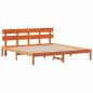 Preview: Bettgestell mit Kopfteil Wachsbrown 180x200 cm Massivholz Kiefer