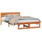 Preview: Bettgestell Wachsbraun Massivholz 120 x 190 cm Bettgestell