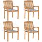 Preview: ARDEBO.de - Stapelbare Gartenstühle mit Kissen 4 Stk. Massivholz Teak