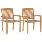 Preview: ARDEBO.de - Gartenstühle 2 Stk. Graue Karomuster Kissen Massivholz Teak