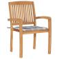 Preview: Gartenstühle 2 Stk. Graue Karomuster Kissen Massivholz Teak