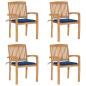 Preview: ARDEBO.de - Stapelbare Gartenstühle mit Kissen 4 Stk. Massivholz Teak