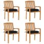 Preview: ARDEBO.de - Stapelbare Gartenstühle mit Kissen 4 Stk. Massivholz Teak