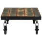 Preview: Couchtisch mit Rollen Altholz Massiv 100x55x26 cm