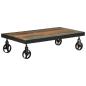 Preview: Couchtisch mit Rollen Altholz Massiv 100x55x26 cm
