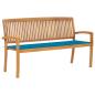 Preview: ARDEBO.de - Stapelbare Gartenbank mit Auflage 159 cm Massivholz Teak