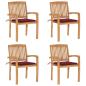 Preview: ARDEBO.de - Stapelbare Gartenstühle mit Kissen 4 Stk. Massivholz Teak
