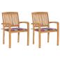 Preview: ARDEBO.de - Gartenstühle 2 Stk. Rote Karomuster Kissen Massivholz Teak