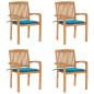 Preview: ARDEBO.de - Stapelbare Gartenstühle mit Kissen 4 Stk. Massivholz Teak