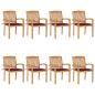 Preview: ARDEBO.de - Stapelbare Gartenstühle mit Kissen 8 Stk. Massivholz Teak