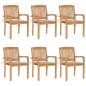 Preview: ARDEBO.de - Stapelbare Gartenstühle mit Kissen 6 Stk. Massivholz Teak