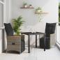 Preview: ARDEBO.de - 3-teiliges Garten-Ess-Set mit Kissen Grau Poly-Rattan