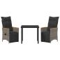 Preview: 3-teiliges Garten-Ess-Set mit Kissen Grau Poly-Rattan