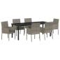 Preview: Garten Essgruppe 7 stk. Grau Poly-Rattan