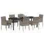 Preview: Garten Essgruppe 7 stk. Grau Poly-Rattan