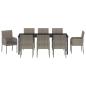 Preview: 9-teiliges Garten-Dining-Set mit Kissen Grau Poly-Rattan