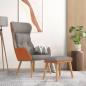 Preview: ARDEBO.de - Relaxsessel mit Hocker Hellgrau Kunstleder & Stoff