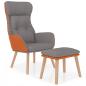 Preview: Relaxsessel mit Hocker Hellgrau Kunstleder & Stoff