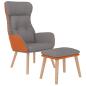 Preview: Relaxsessel mit Hocker Hellgrau Kunstleder & Stoff