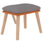 Preview: Relaxsessel mit Hocker Hellgrau Kunstleder & Stoff