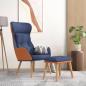Preview: ARDEBO.de - Relaxsessel mit Hocker Blau Kunstleder & Stoff