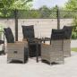 Preview: 5-teiliges Garten-Esstisch-Set mit Kissen in Grau Poly-Rattan