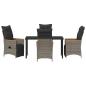 Preview: Garten Essgruppe mit Kissen 5 pcs Grau Poly-Rattan