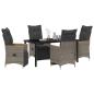 Preview: 5-teiliges Garten-Dining-Set mit Kissen Grau Poly-Rattan