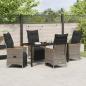Preview: 5-teiliges Garten-Dining-Set mit Kissen Grau Poly-Rattan