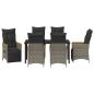 Preview: 7-teiliges Garten-Dining-Set mit Kissen Grau Poly-Rattan