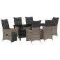 Preview: Garten Essgruppe 7 stk. Grau Poly-Rattan