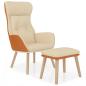 Preview: Relaxsessel mit Hocker Creme Kunstleder & Stoff