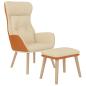 Preview: Relaxsessel mit Hocker Creme Kunstleder & Stoff