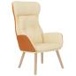 Preview: Relaxsessel mit Hocker Creme Kunstleder & Stoff