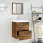 Preview: Waschbeckenschrank mit Einbaubecken Räuchereiche Holzwerkstoff