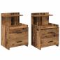 Preview: Nachttische 2 Stk. mit 2 Schubladen Altes Holz 40x36,5x62 cm