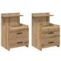 Preview: Nachttische 2 Stk. mit 2 Schubladen Artisan-Eiche 40x36,5x62 cm