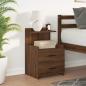 Preview: Nachttisch mit 2 Schubladen Braune Eiche 40x36,5x62 cm