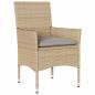 Preview: ARDEBO.de - 9-teilige Garten-Essgruppe mit Kissen Beige Poly-Rattan, Gartentisch Schwarz 200x80x73 cm Gehärtetes Glas