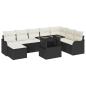 Preview: 9-teiliges Garten Sofa Set mit Kissen Schwarz Poly Rattan, 2-Sitzer Garten Sofa mit Kissen Schwarz Poly Rattan