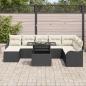 Preview: 9-teiliges Garten Sofa Set mit Kissen Schwarz Poly Rattan, 2-Sitzer Garten Sofa mit Kissen Schwarz Poly Rattan