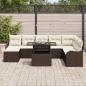 Preview: 9-teiliges Garten Sofa Set mit Kissen Braun Poly Rattan, 2-Sitzer Garten Sofa mit Kissen Braun Poly Rattan