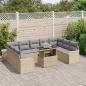 Preview: 10-teilige Garten Sofa Set mit Kissen Beige Poly Rattan, 2-Sitzer Garten Sofa mit Kissen Beige Poly Rattan